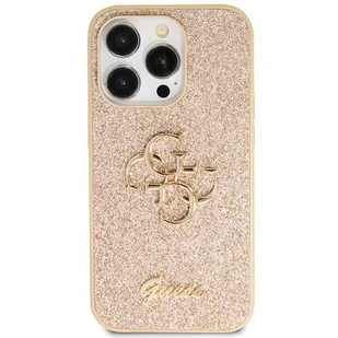 Etui Guess GUHCP14LHG4SGD na iPhone 14 Pro - złote Glitter Script Big 4G - Etui i futerały do telefonów - miniaturka - grafika 3
