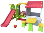 Place zabaw - Domek ogrodowy dla dzieci, Zestaw Huśtawka, Zjeżdżalnia, Kosz, Stolik, Piłka 533 - miniaturka - grafika 1