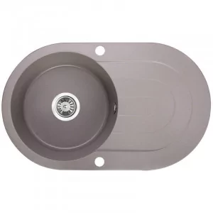 LAVEO SBD 581T DAFNE Zlewozmywak granitowy 1 komora z ociekaczem Wymiary: 470x780x190 mm Kolor: szary W zestawie z syfonem Space Saving i korkiem automatycznym - Zlewozmywaki - miniaturka - grafika 1