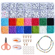 Prace ręczne dla dzieci - Zestaw do Tworzania Bransoletek Biżuterii Literki Korale 4500 szt - miniaturka - grafika 1