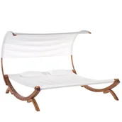 Leżaki ogrodowe - Beliani Leżak ogrodowy z drewna modrzewiowego - beżowy TERAMO brązowy - miniaturka - grafika 1