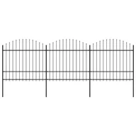 Ogrodzenia - vidaxl Panele ogrodzeniowe z grotami, stal, (1,5-1,75) x 5,1 m, czarne 277741 - miniaturka - grafika 1