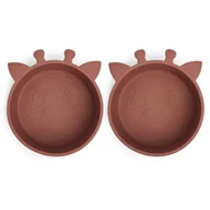 Miseczki i talerzyki dla dzieci - 2 Miseczki Silikonowe Giraf Mahogany Nuuroo - miniaturka - grafika 1