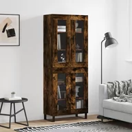 Szafki nocne - vidaXL Witrynka przydymiony dąb 69,5x34x180 cm materiał drewnopochodny - miniaturka - grafika 1