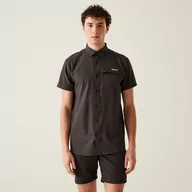 Koszule męskie - Regatta Męska Koszula z Krótkim Rękawem Travel Packaway Szary, Rozmiar: XL - miniaturka - grafika 1