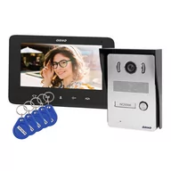 Wideodomofony - Zestaw wideodomofonowy bezsłuchawkowy, kolor,  LCD 7 , z czytnikiem breloków zbliżeniowych, interkom, natynkowy, INDI OR-VID-VP-1069/B - miniaturka - grafika 1
