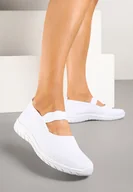 Trampki damskie - Białe Wsuwane Tenisówki z Ozdobnym Paskiem i Perforacją Zelsedi - miniaturka - grafika 1