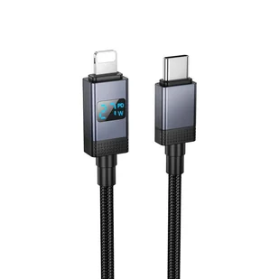 Kabel USB C do Lightning Hoco PD 27W z wyświetlaczem 1 m X118 czarny - Kable USB Kabel USB C do Lightning Hoco PD 27W z wyświetlaczem 1 m X118 czarny - Kable USB - miniaturka - grafika 1