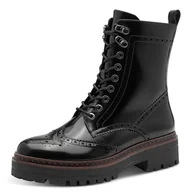 Botki damskie - Tamaris Damskie sztyblety Lace Boot Flat 1-25232-45, czarne, 40 EU, czarny, 40 EU - miniaturka - grafika 1