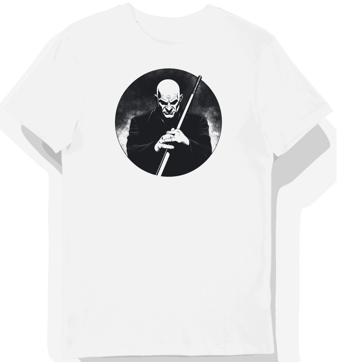 Koszulka męska biała z motywem eleganckiej laski L