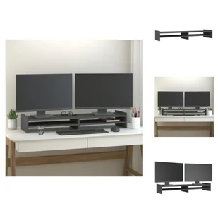 vidaXL Podstawa pod monitor szara 100x27x15 cm lite drewno sosnowe - Podstawa pod monitor komputerowy - Akcesoria do monitorów - miniaturka - grafika 1