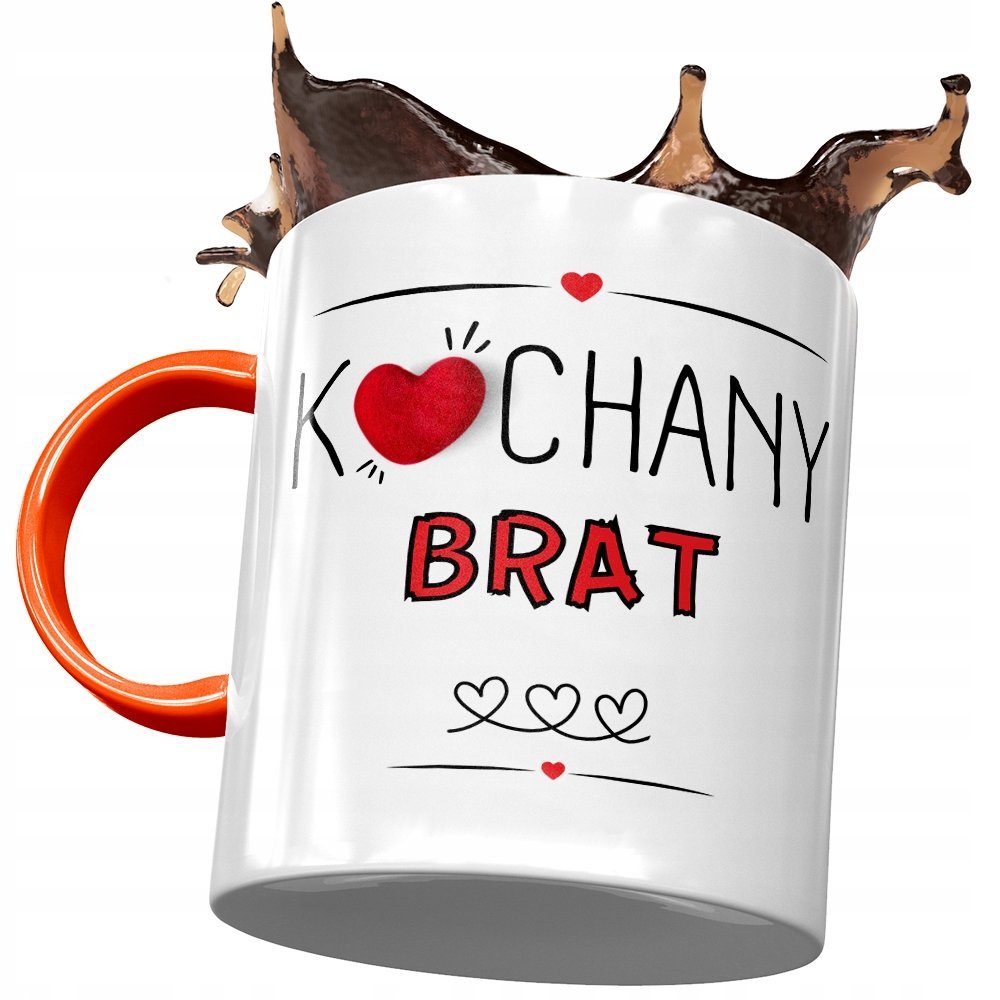 Kubek Pomarańczowy Dla Brata na Urodziny Prezent z Nadrukiem ze Zdjęciem + Opakowanie na prezent (wzór 01)