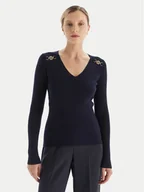 Swetry damskie - Fracomina Sweter FR25WT7025K43301 Granatowy Slim Fit - miniaturka - grafika 1