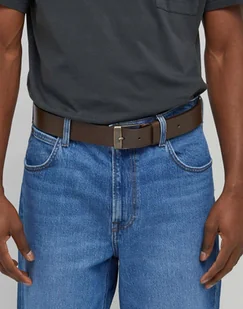 LEE LEATHER BELT LOGO BUCKLE DARK BROWN LP655024 112331209 - Paski - miniaturka - grafika 1