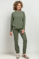 Spodnie sportowe damskie - Spodnie dresowe w typie jogger, MMM38, zielone - miniaturka - grafika 1