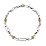 Bransoletki - Bransoletka damska srebrne hematyty i pozłacane koraliki - Manoki - miniaturka - grafika 1