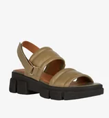 Sandały damskie - Geox Sandały Skórzane na Rzepy Zielone Damskie 40 Jkq - miniaturka - grafika 1