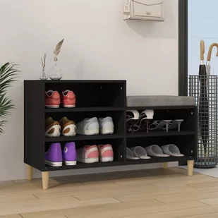 Szafka na buty, czarna, 102x36x60 cm, materiał drewnopochodny - Szafki na buty - miniaturka - grafika 1