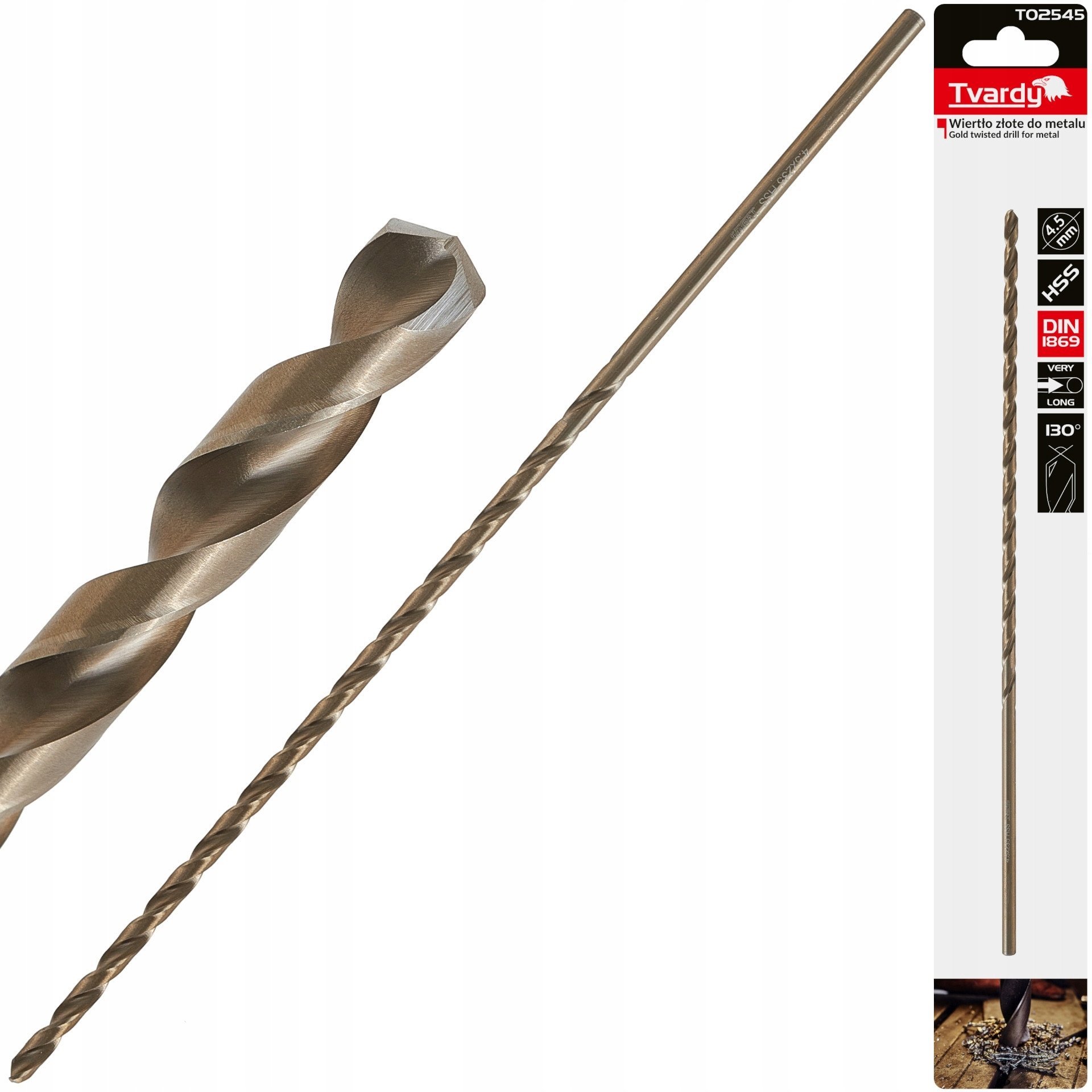 nan Wiertło złote do metalu długie 4.5 x 235mm HSS DIN1869 50/100/200