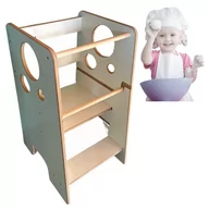 Zestawy mebli dla dzieci - KITCHEN HELPER pomocnik kuchenny dziecięcy 1+ regulowany MDF naturalny do kuchni SOLIDNY - miniaturka - grafika 1