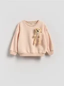 Bluzy dla dziewczynek - Reserved - Bluza z aplikacją 3d - złamana biel - miniaturka - grafika 1