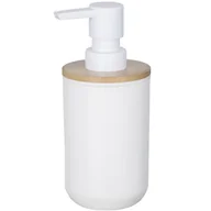 Mydelniczki i dozowniki mydła - Wenko Dozownik do mydła Posa z pompką kolor biały pojemność 330 ml wykonany z plastiku połączonego z bambusem marka B07C8XBQHM - miniaturka - grafika 1