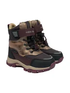 Botki damskie - mikk-line Botki zimowe w kolorze złoto-bordowym - miniaturka - grafika 1