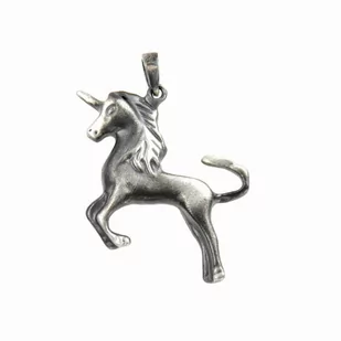 Jednorożec szary - zawieszka srebrna - Naszyjniki - miniaturka - grafika 1