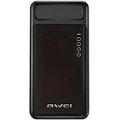 Powerbanki - AWEI PowerBank P5K 10000mAh 2.1A czarny/black 2xUSB - miniaturka - grafika 1