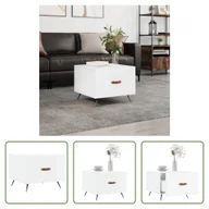 Ławy i stoliki kawowe - The Living Store Stolik kawowy biały wysoki połysk 50x50x40 cm materiał drewnopochodny - miniaturka - grafika 1