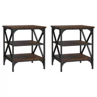 Ławy i stoliki kawowe - vidaXL Stoliki boczne, 2 szt., brązowy dąb, 40x42x50 cm - miniaturka - grafika 1