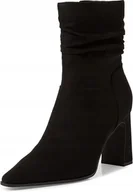 Botki damskie - MARCO TOZZI CZARNE BOTKI Z MARSZCZONĄ CHOLEWKĄ I SŁUPKIEM 37 J0A - miniaturka - grafika 1