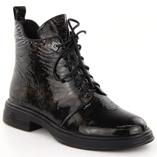 Skórzane botki lakierowane D&A S.Barski Premium Collection LZ42-042 czarne - Botki damskie - miniaturka - grafika 1