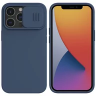 Etui i futerały do telefonów - Nillkin CamShield Silky Silicone Case etui pokrowiec z osłoną na aparat do iPhone 13 Pro niebieski - miniaturka - grafika 1