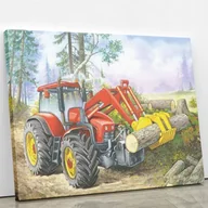 Dekoratorstwo - Praca w lesie - Diamentowa mozaika, haft diamentowy 50 x 40 cm - miniaturka - grafika 1