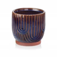 Donice - Osłonka granatowa brązowa vintage 13 cm - miniaturka - grafika 1