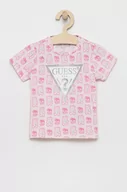 Koszulki i topy damskie - Guess T-shirt dziecięcy kolor różowy z nadrukiem - miniaturka - grafika 1