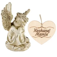 Lampiony i znicze - ZNICZ ANIOŁ STRÓŻ SOLARNY świecąca korona do ogrodu lub na grób MAMY 16 CM - miniaturka - grafika 1