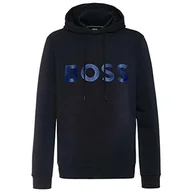 Bluzy męskie - BOSS Męska bluza z kapturem 1 Jersey, Dark Blue402, M - miniaturka - grafika 1