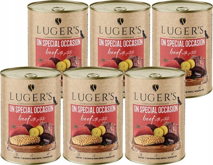 Karma mokra dla psa Luger's On Special Occasion wołowina z ziemniakiem zestaw 6 x 400 g
