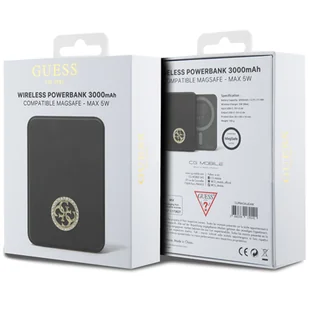 Guess Powerbank indukcyjny 5W GUPBM3AL4DMK 3000mAh czarny/black MagSafe 4G Strassed Metal Logo - Powerbanki - miniaturka - grafika 9