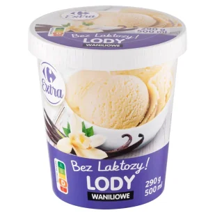 Carrefour Extra Lody bez laktozy waniliowe 500 ml - Lody i desery lodowe - miniaturka - grafika 1