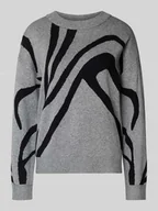 Swetry damskie - Sweter z dzianiny z mieszanki wiskozy z okrągłym dekoltem - miniaturka - grafika 1