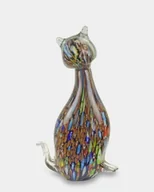 Figurki dekoracyjne - Szklana Figura - w Stylu Murano Kolorowy Kot 43 cm - miniaturka - grafika 1