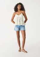 Spodenki damskie - Stradivarius D83 Short mom fit ŚREDNI NIEBIESKI DENIM 32 - miniaturka - grafika 1