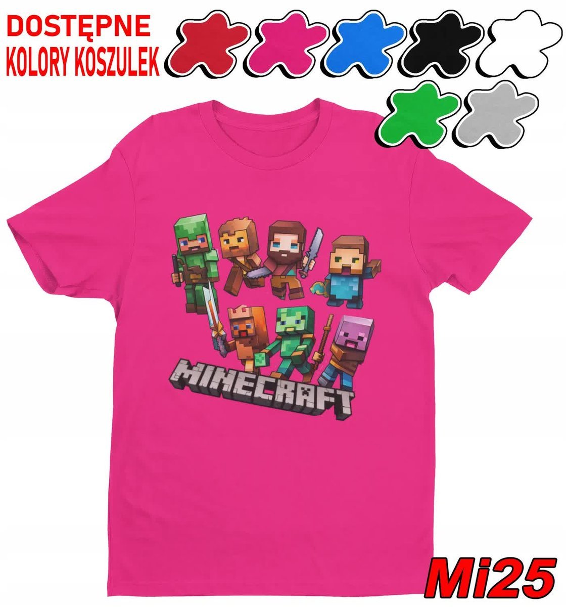 Koszulka Dziecięca Z Nadrukiem Dla Fana Mainkraft Gry Wzory -Xs 110-116