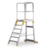 Drabiny - ALVE Aluminiowy pomost, drabina z platformą, jednostronna FORTE, 6 szczebli, wysokość 1,26 m 558037 - miniaturka - grafika 1