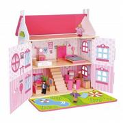 Domki dla lalek - Tooky Toy TOOKY TOY Dwupiętrowy Drewniany Domek Dla Lalek TKI057 - miniaturka - grafika 1