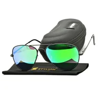 Okulary korekcyjne, oprawki, szkła - Zielone okulary przeciwsłoneczne pilotki z polaryzacją STP31A - miniaturka - grafika 1