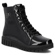 Botki damskie - Botki damskie skórzane lakierowane czarne ocieplane Filippo DBT7273 -37 - miniaturka - grafika 1